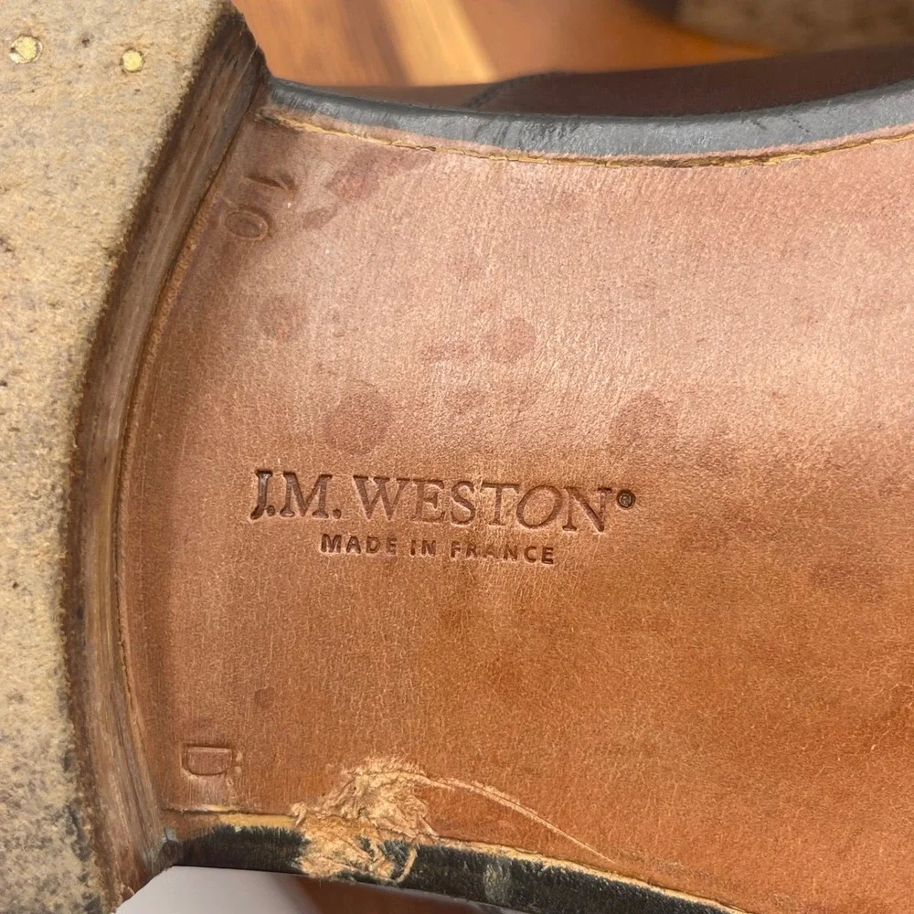 JM Weston 300 Dark Brown Leather Cap Toe Oxford Dress Shoes Mens 10 D France